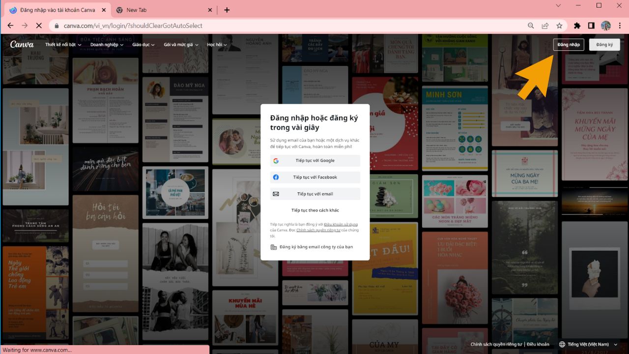 Đăng nhập (đăng ký) Canva để sử dụng